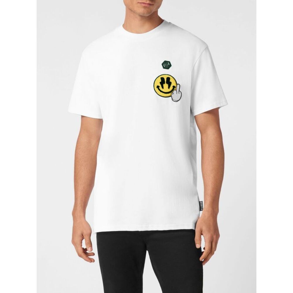 Philipp Plein Men Philipp Plein Cotton Jersey T-Shirt With Hexagon Logo Patch
